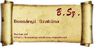 Bossányi Szabina névjegykártya